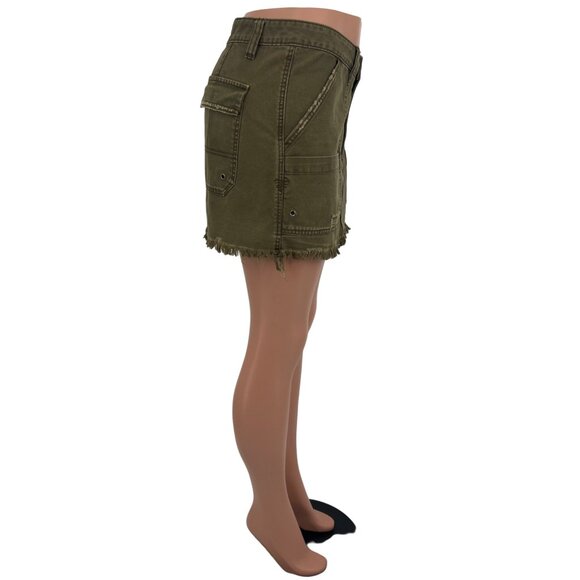 NWOT Free People Army Green Utility Mini Skirt - Gorpcore Grunge Y2K Revive Boho - Picture 16 of 16